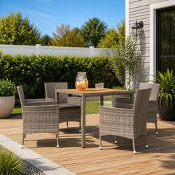 5 Piece Grey Garden Dining Set: Specifications and Features