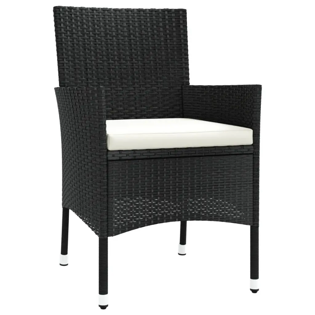 Garden Bistro Set Outdoor Furniture 3 Piece Black Poly Rattan Chairs Table