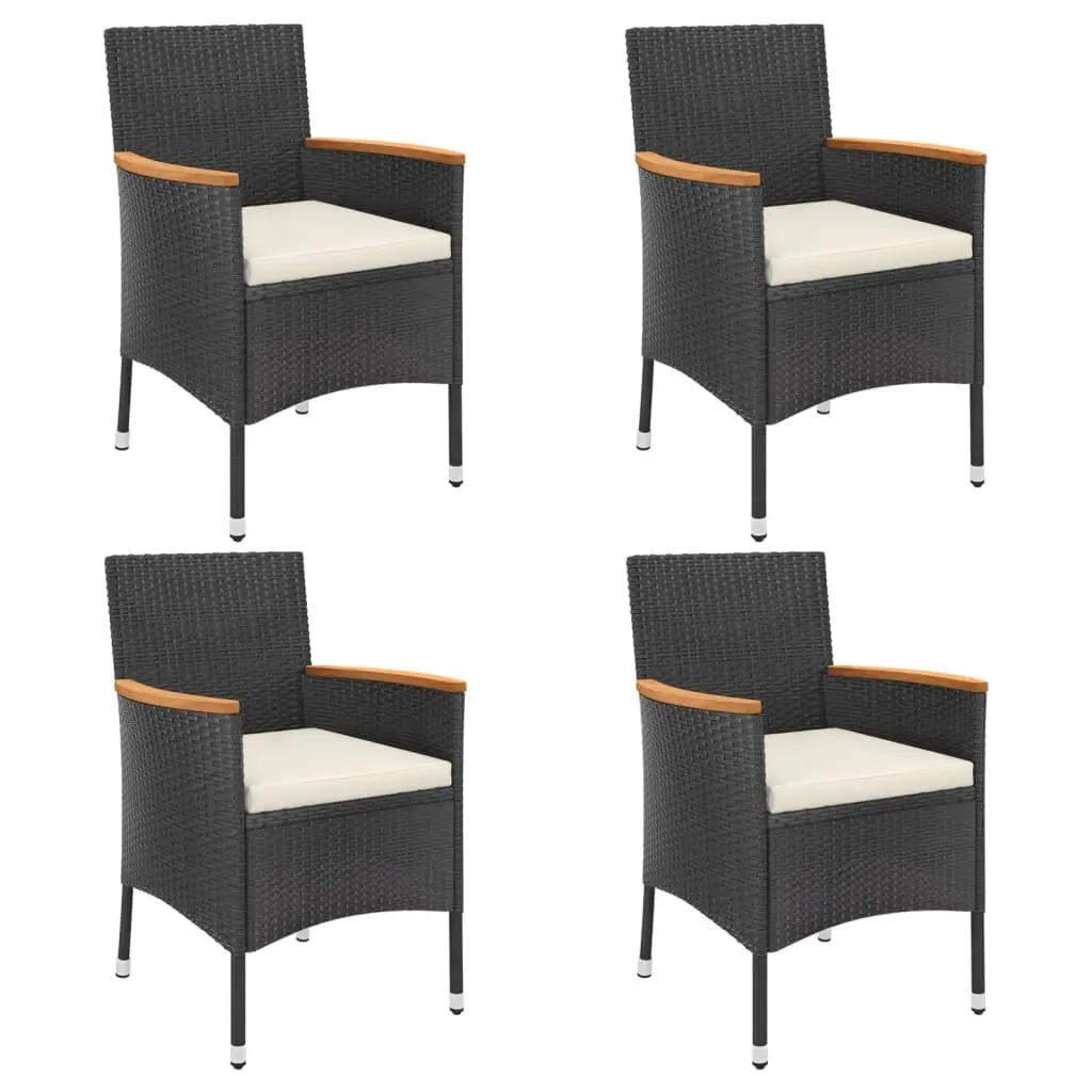 5 Piece Bistro Set Outdoor Poly Rattan Chairs and Table Black Garden Furniture