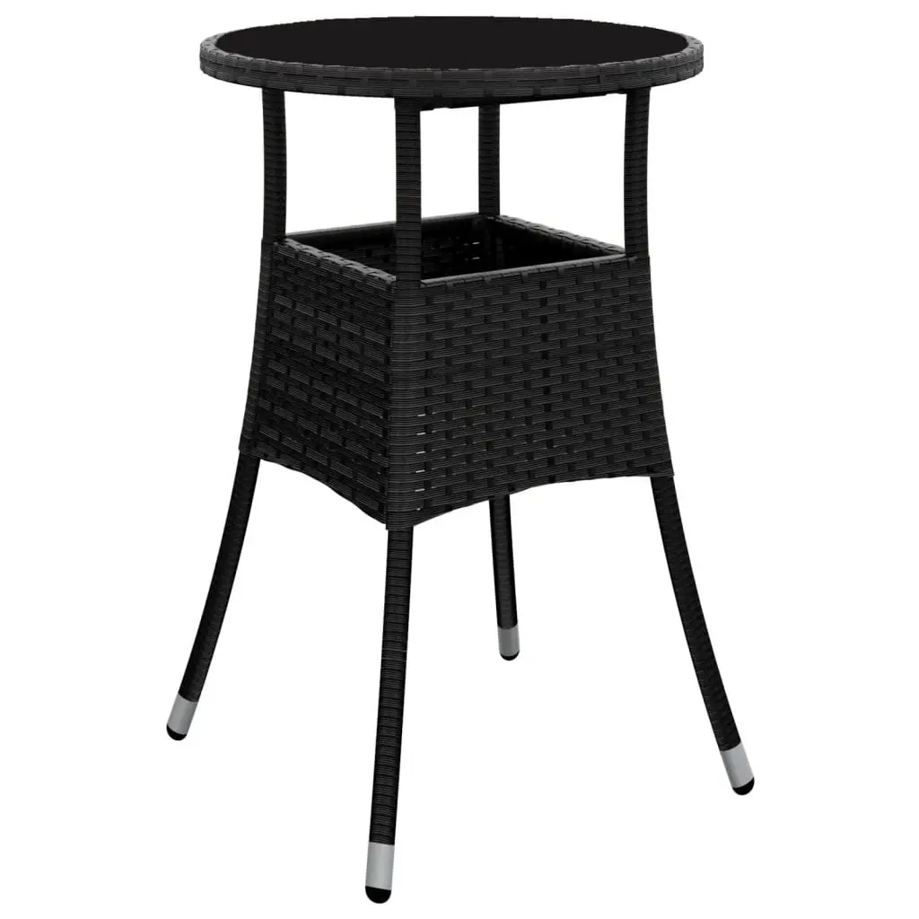 5 Piece Bistro Set Outdoor Poly Rattan Chairs and Table Black Garden Furniture