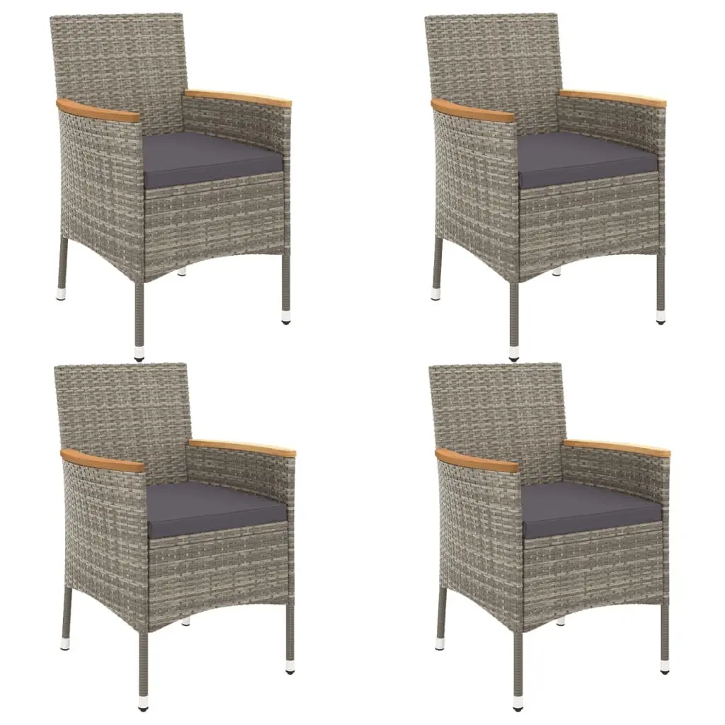 5 Piece Garden Bistro Set for Outdoor Use Grey PE Rattan with Cushions