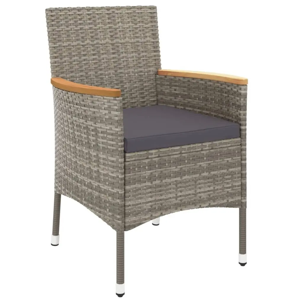 5 Piece Garden Bistro Set for Outdoor Use Grey PE Rattan with Cushions