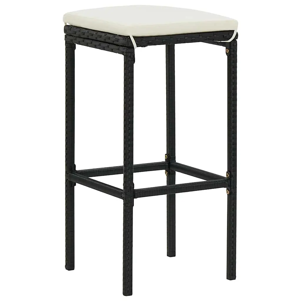 7 Piece Garden Bar Set Outdoor Patio Furniture Black Rattan