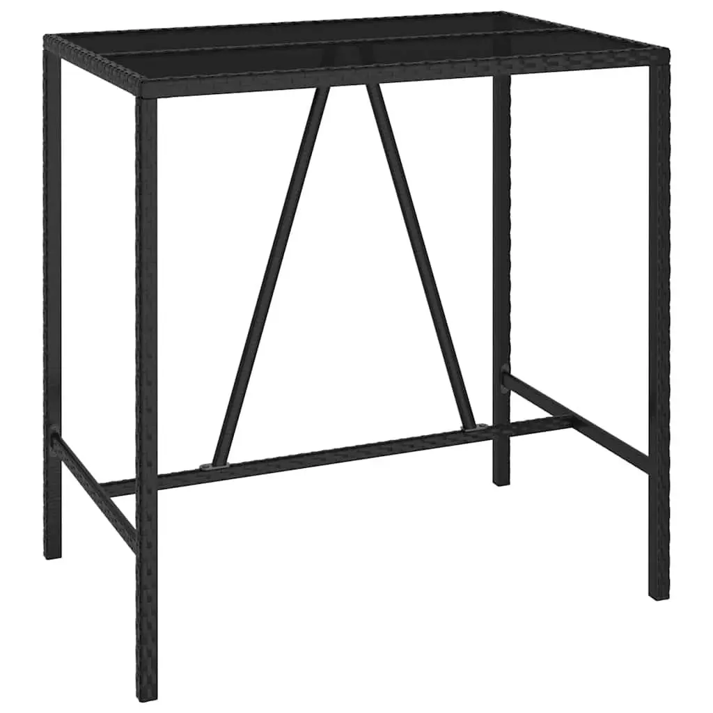5 Piece Outdoor Bar Set for Patio Garden Black Poly Rattan Furniture with Stools