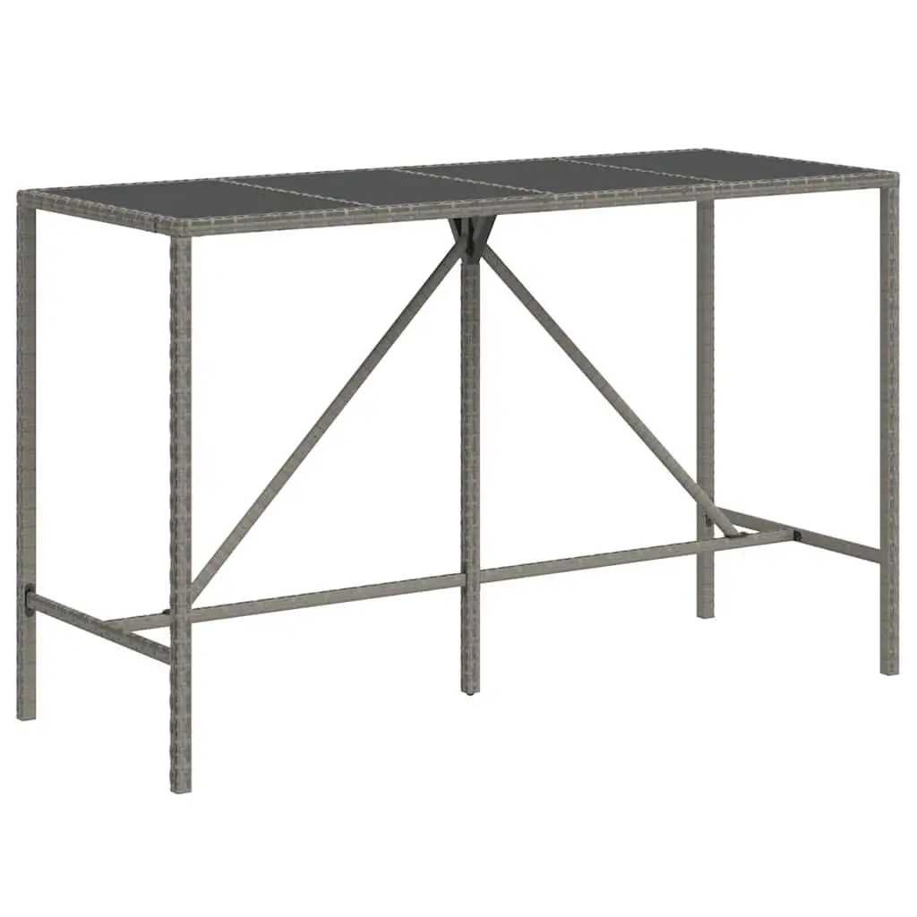 Outdoor Garden Bar Set 11 Piece Grey Patio Furniture with Weather-Resistant Rattan and Tempered Glass Tabletop