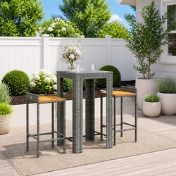 Specifications for Grey Poly Rattan Garden Bar Set