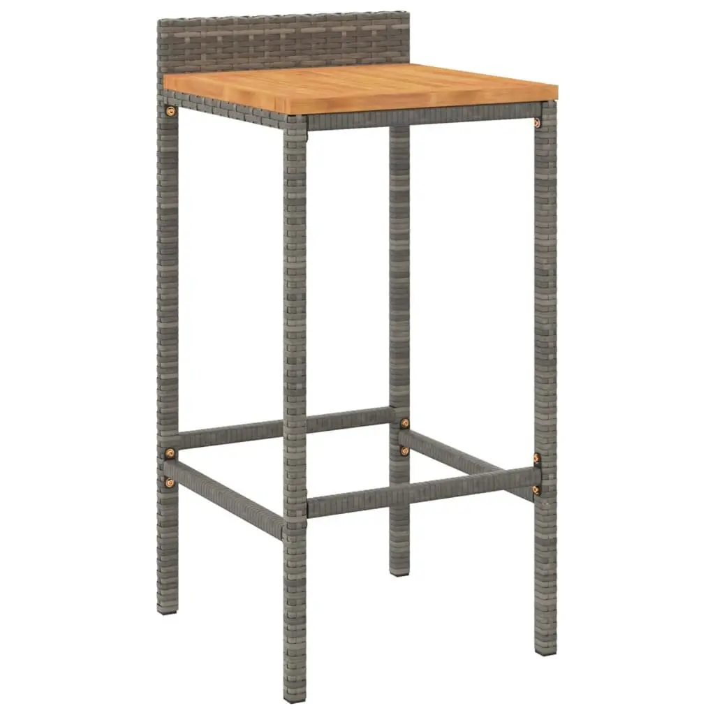 Garden Bar Set Outdoor Furniture 5 Piece Grey Poly Rattan Wood Patio Dining