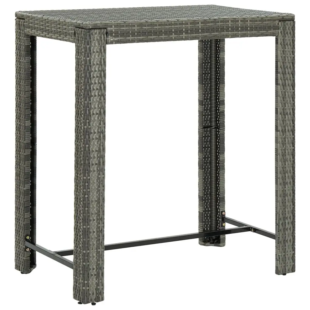 Garden Bar Set Outdoor Furniture 5 Piece Grey Poly Rattan Wood Patio Dining