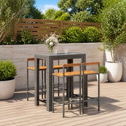 5-Piece Grey Patio Dining Bar Set - Specs and Details