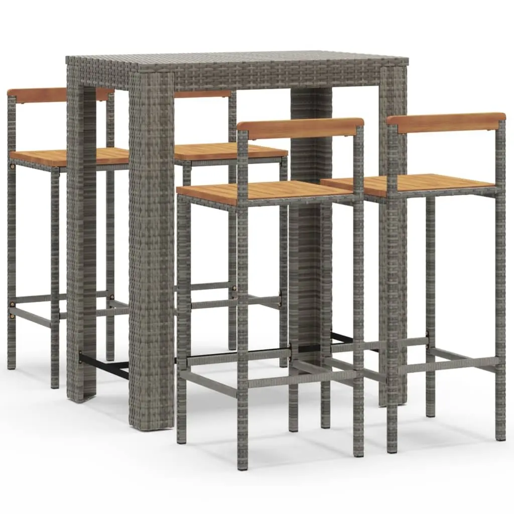 Garden Bar Set 5 Piece Grey Outdoor Furniture Patio Dining Table Stools