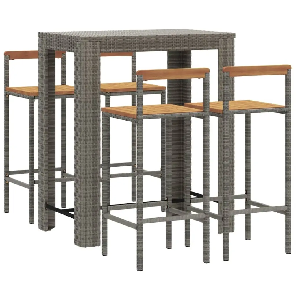 Garden Bar Set 5 Piece Grey Outdoor Furniture Patio Dining Table Stools