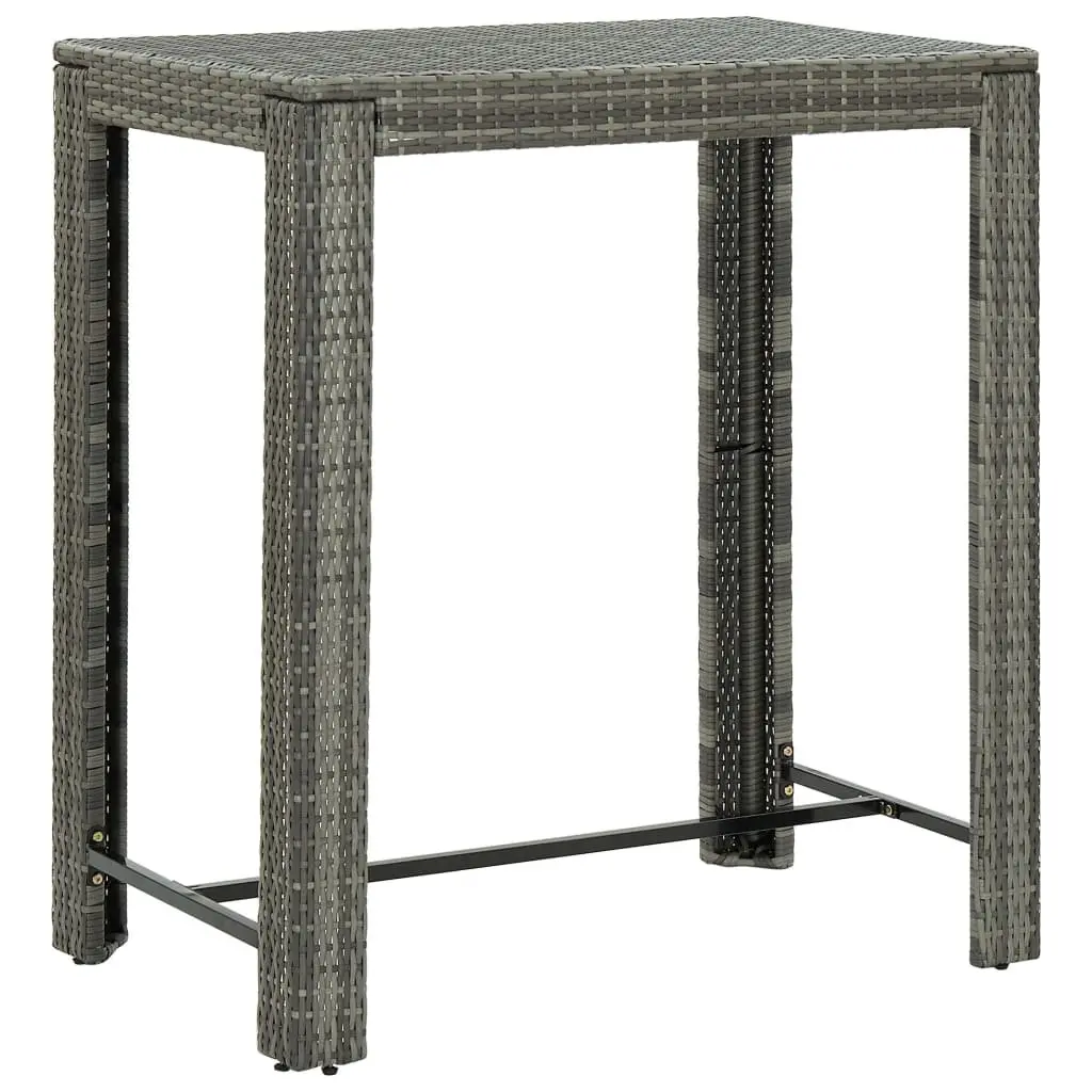 Garden Bar Set 5 Piece Grey Outdoor Furniture Patio Dining Table Stools