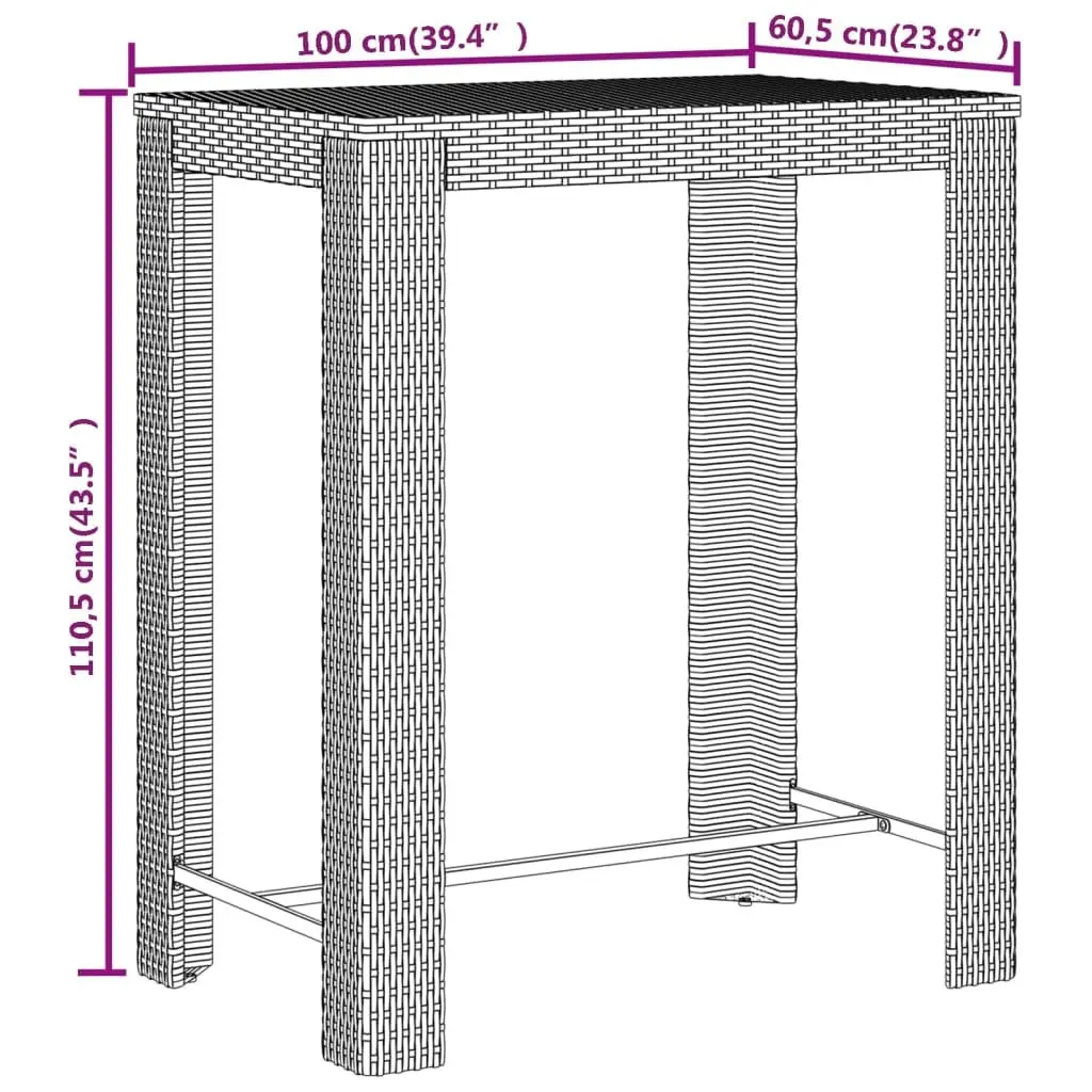 Garden Bar Set 5 Piece Grey Outdoor Furniture Patio Dining Table Stools