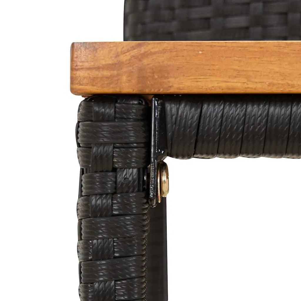 Garden Bar Set Outdoor Patio Furniture 3 Piece Black Poly Rattan Stool Table