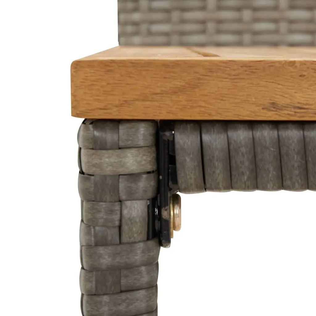Garden Bar Set 5 Piece Outdoor Patio Furniture Grey Poly Rattan Wood Stool Table