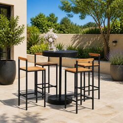5-Piece Black Garden Bar Set - Dimensions & Materials