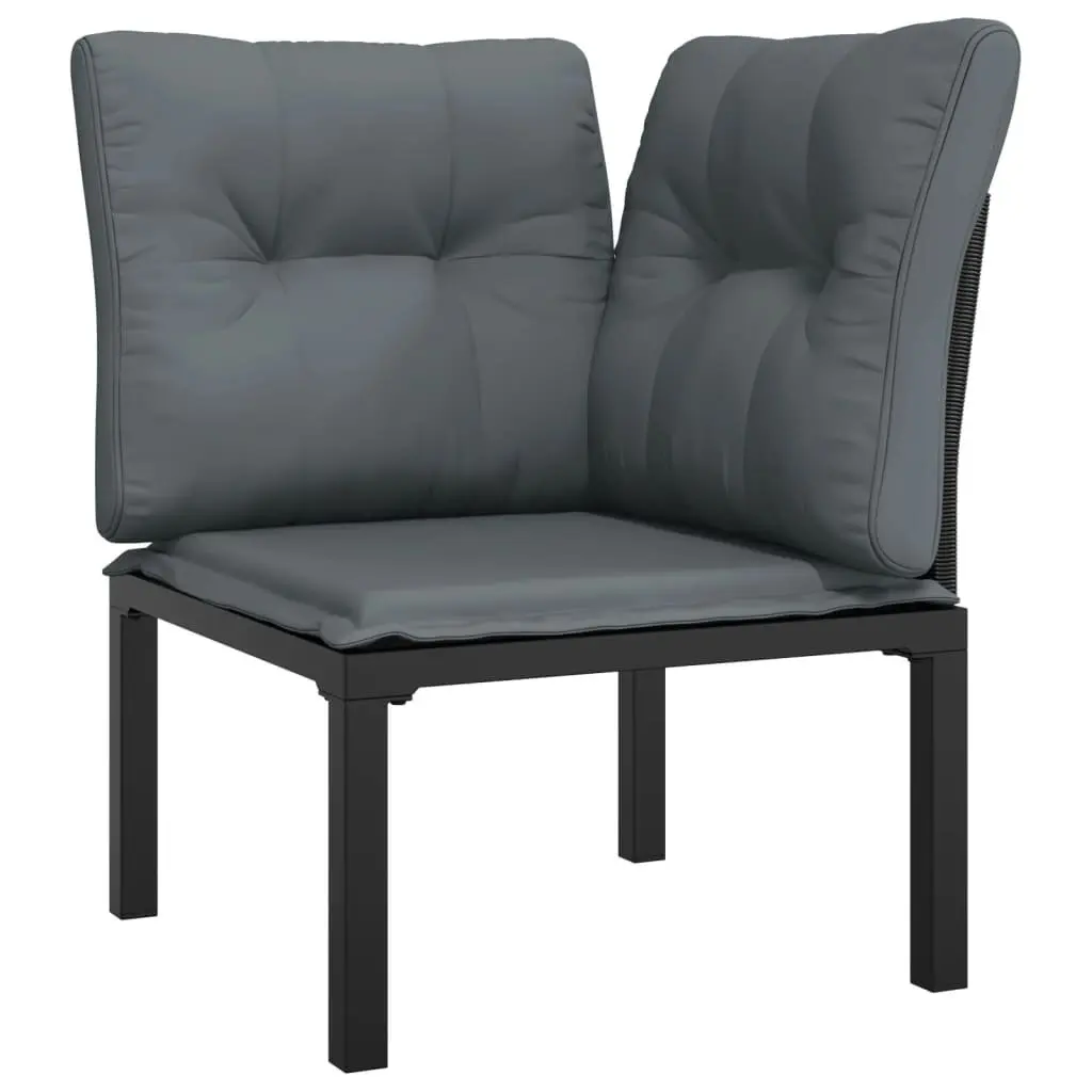 4 Piece Patio Lounge Set Black Grey Poly Rattan for Outdoor Garden Relaxation