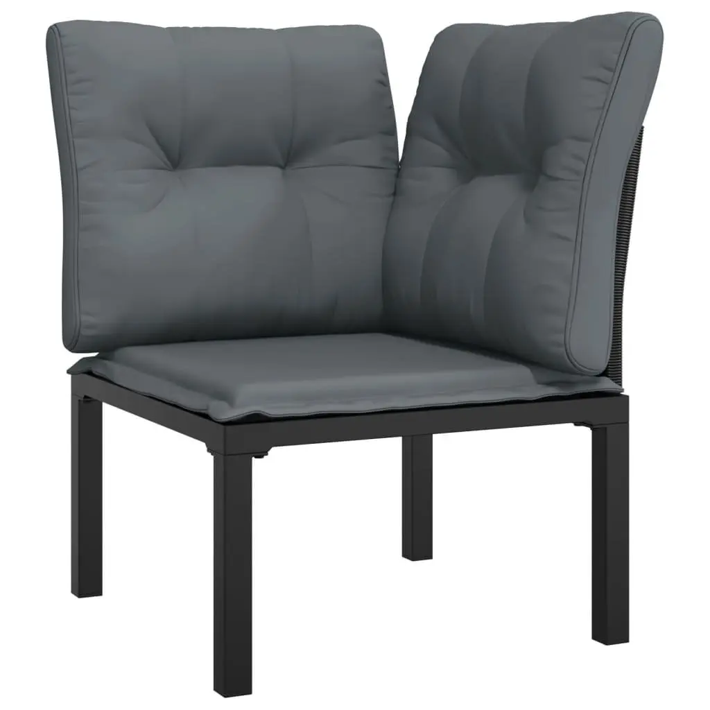 9 Piece Modular Outdoor Lounge Set Black Grey Poly Rattan with Coffee Table