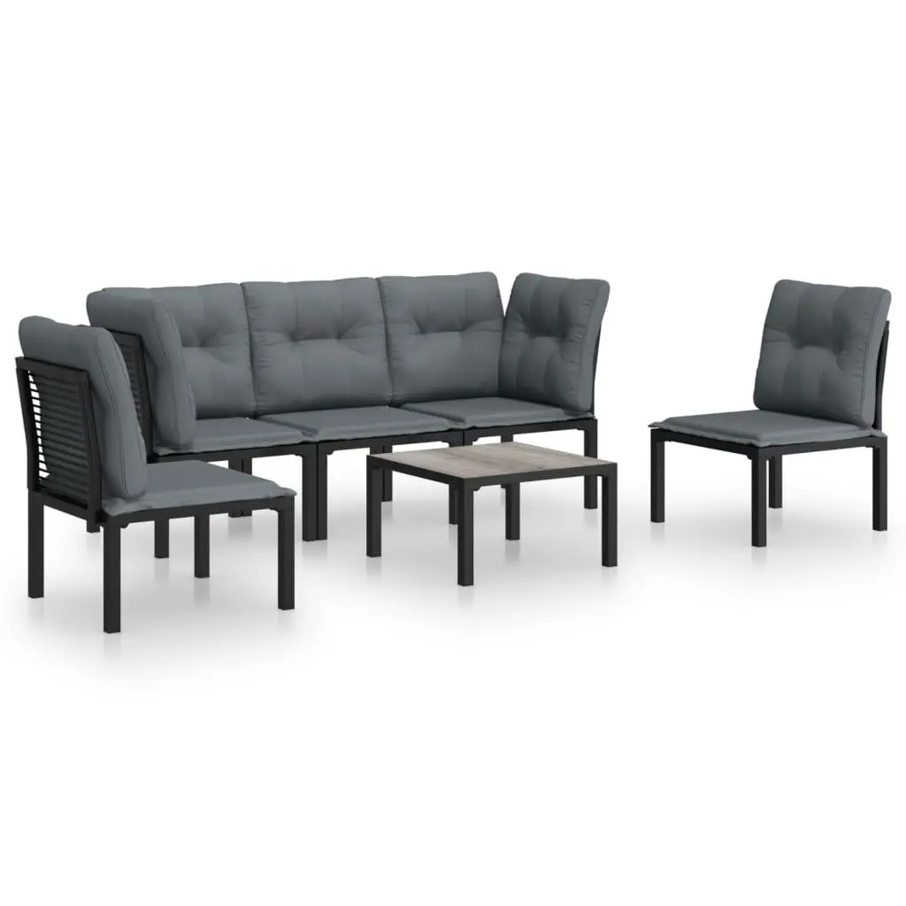 6 Piece Garden Lounge Set Modular Outdoor Furniture Patio Seating Black Grey Rattan