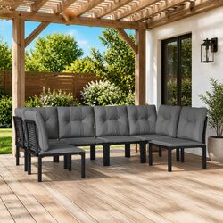 6 Piece Poly Rattan Garden Lounge Set - Dimensions & Specs