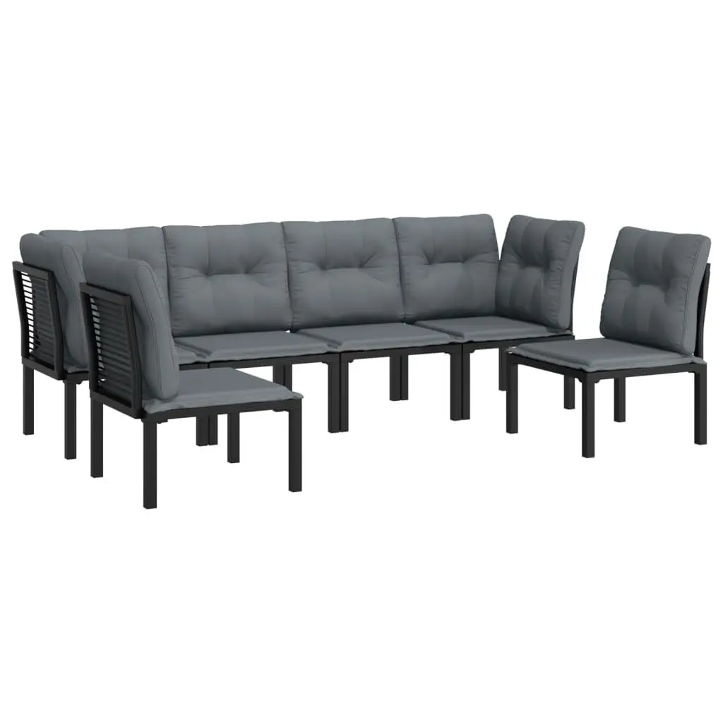Garden Lounge Set 6 Piece Outdoor Patio Furniture Black Grey