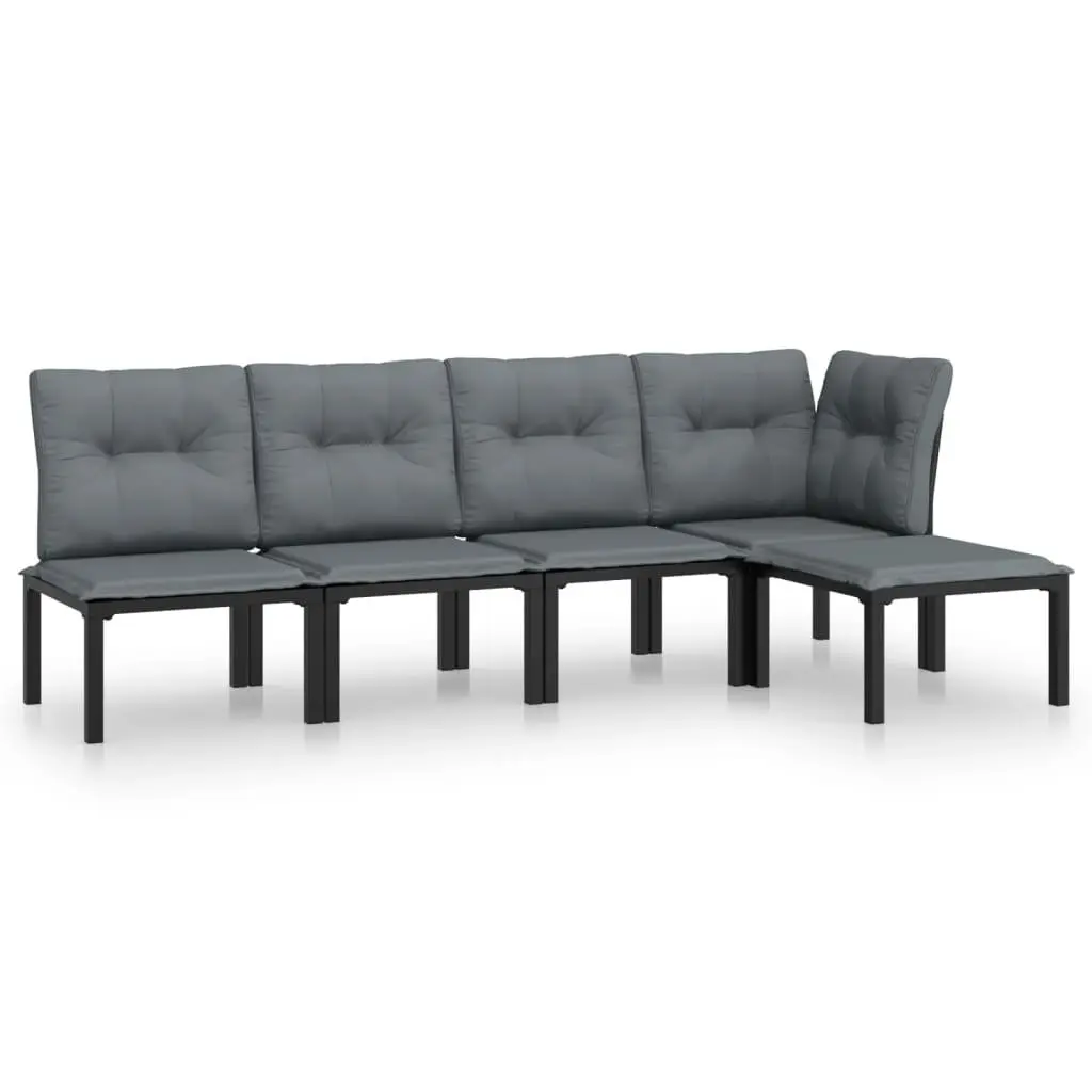5 Piece Black Grey Garden Lounge Set