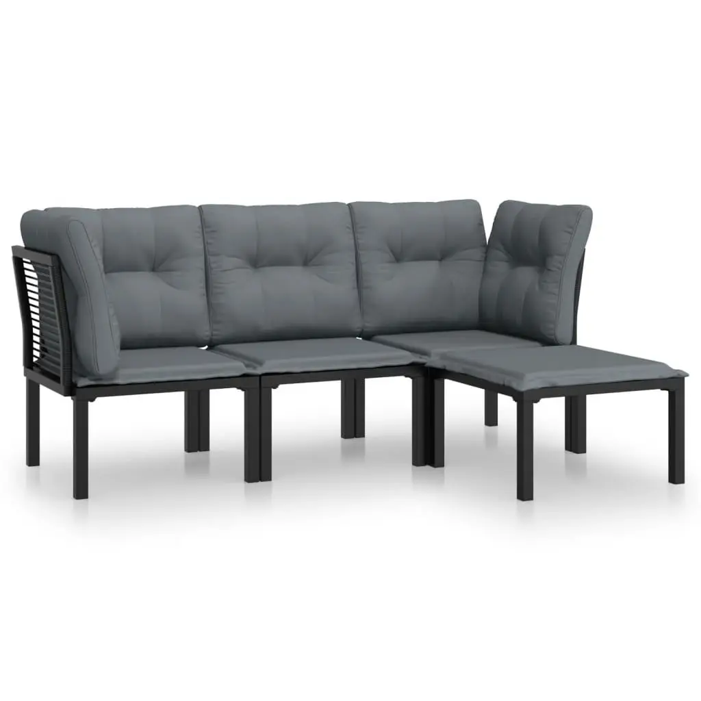 4 Piece Outdoor Lounge Set Black Grey
