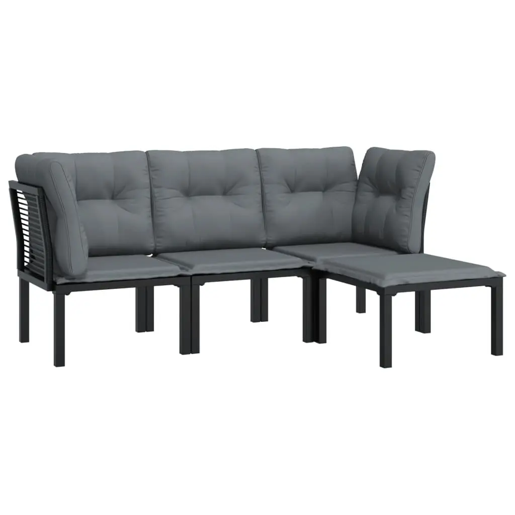 4 Piece Outdoor Lounge Set Black Grey