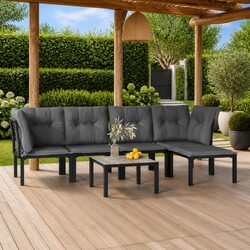 Specifications of 6 Piece Garden Lounge Set Black Grey Rattan Furniture