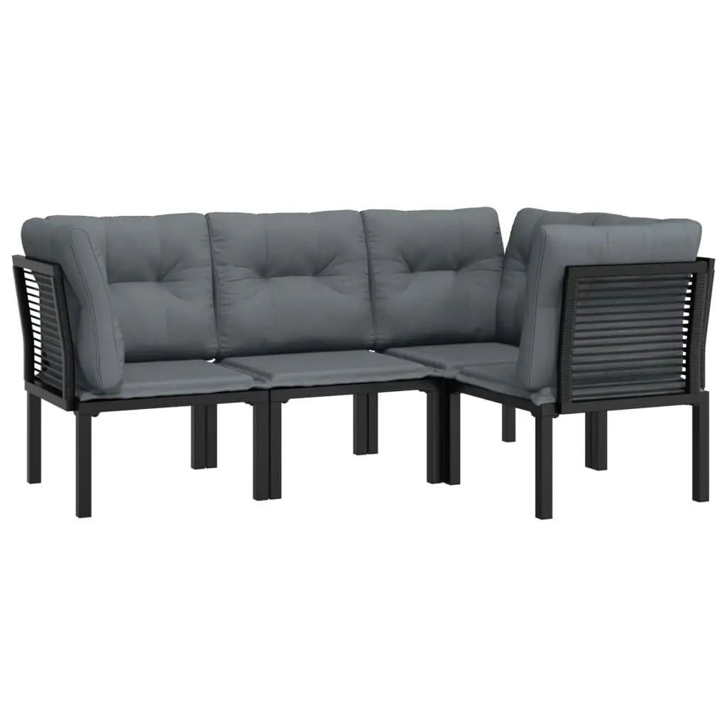 4 Piece Garden Lounge Set Outdoor Furniture Black Grey Poly Rattan Patio Sofa