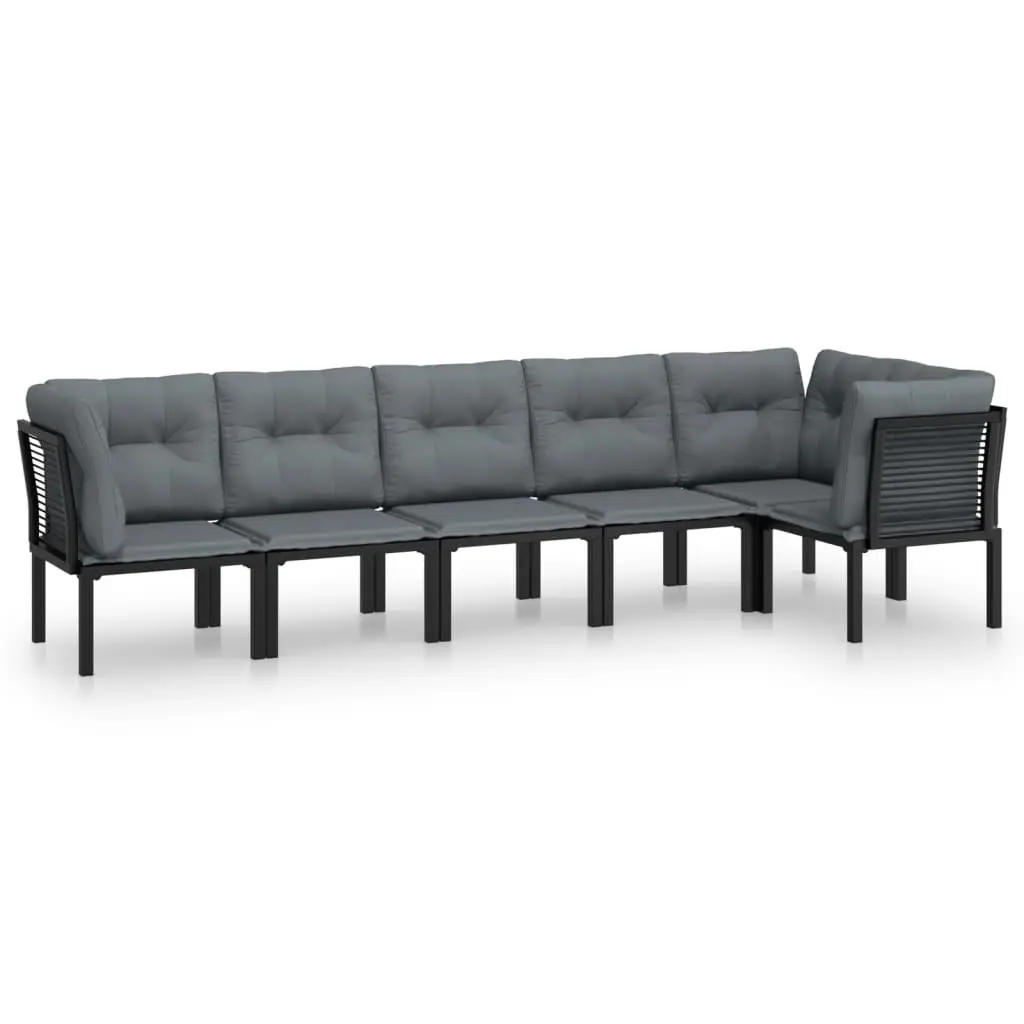 Outdoor Lounge Set for Garden 6 Piece Black Grey