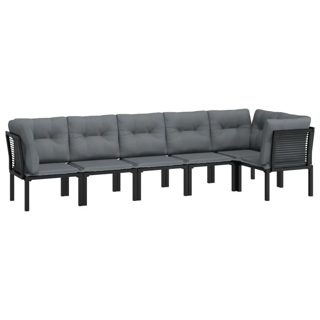 Outdoor Lounge Set for Garden 6 Piece Black Grey