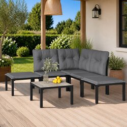 Specifications of 6 Piece Garden Lounge Set: Black and Grey