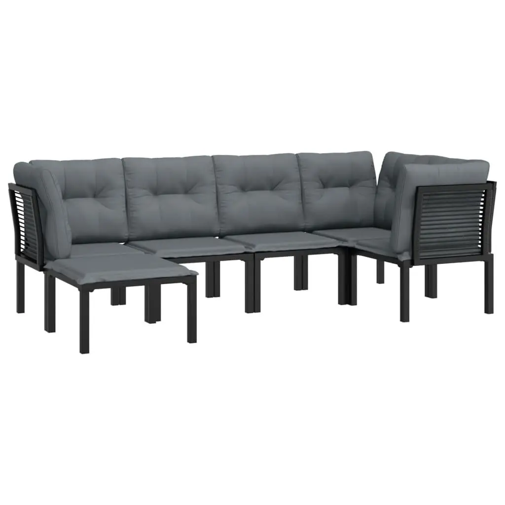 6 Piece Garden Lounge Set Outdoor Furniture Poly Rattan Patio Sectional Black