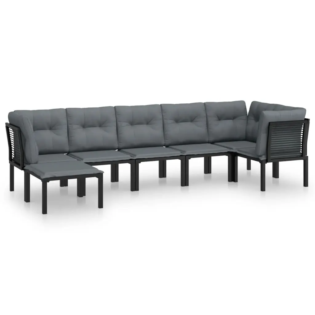 Outdoor Lounge Set Garden Use 7 Piece Black Grey PE Rattan Furniture