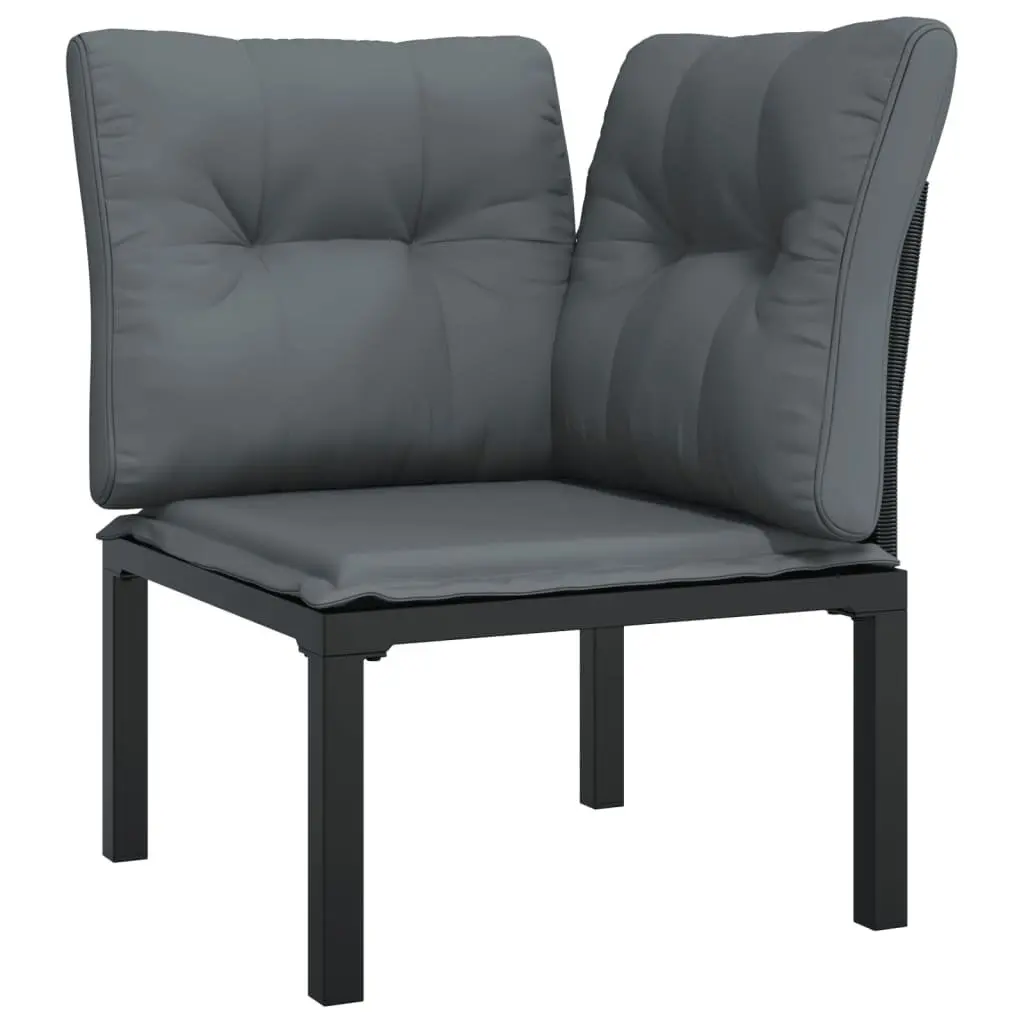Outdoor Lounge Set Garden Use 7 Piece Black Grey PE Rattan Furniture