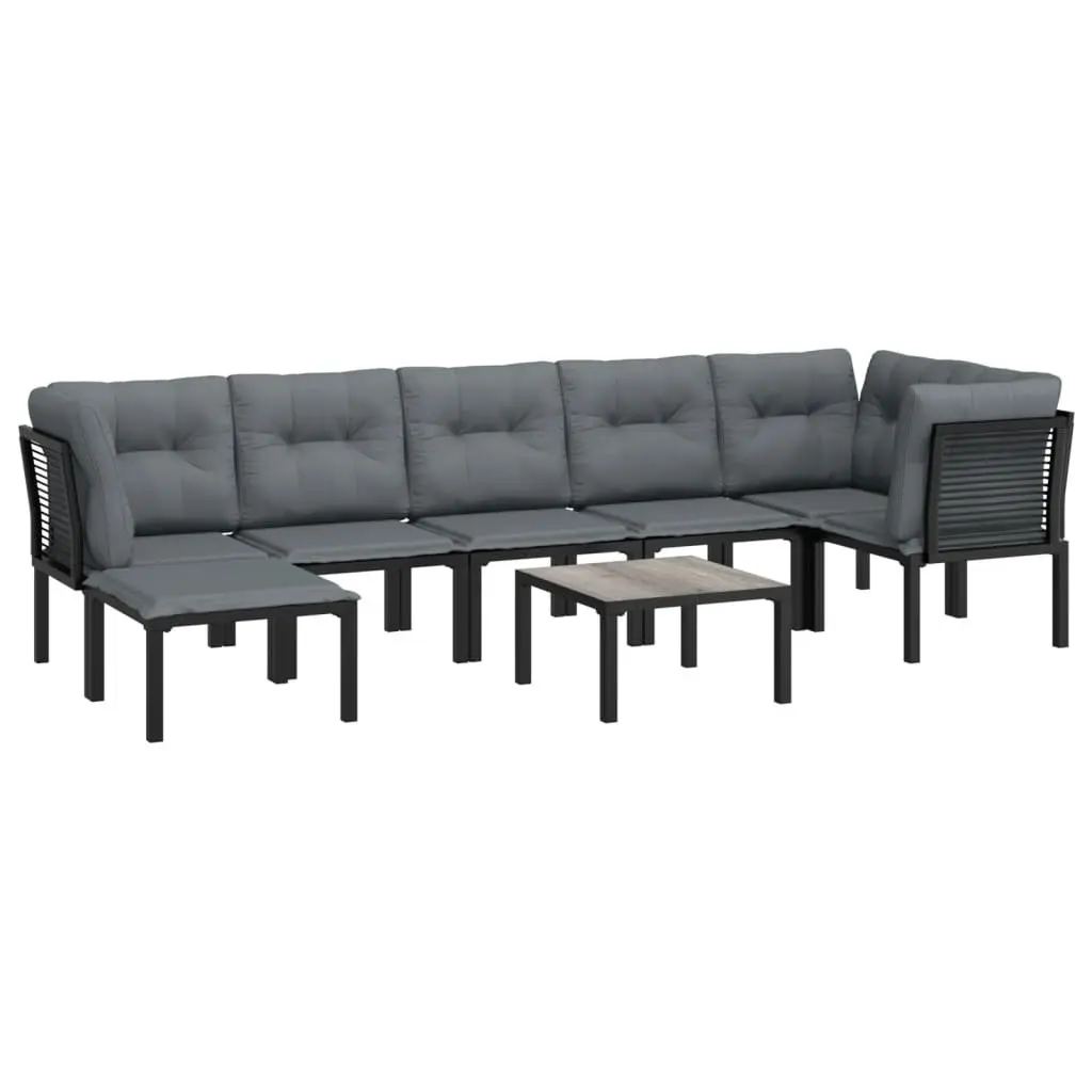 Garden Lounge Set 8 Piece Outdoor Furniture Modular Black Grey PE Rattan