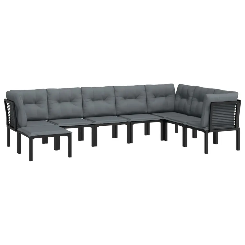 8 Piece Outdoor Lounge Set in Black/Grey