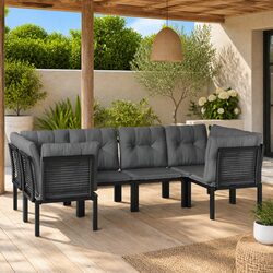 Specifications of 6 Piece Black and Grey Garden Lounge Set