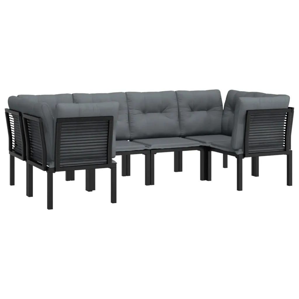 6 Piece Black and Grey Garden Lounge Set