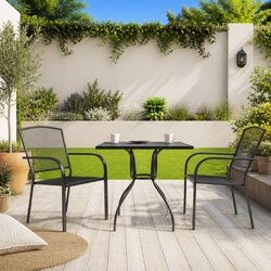 Steel Outdoor Dining Set - 3 Pieces, Anthracite Finish