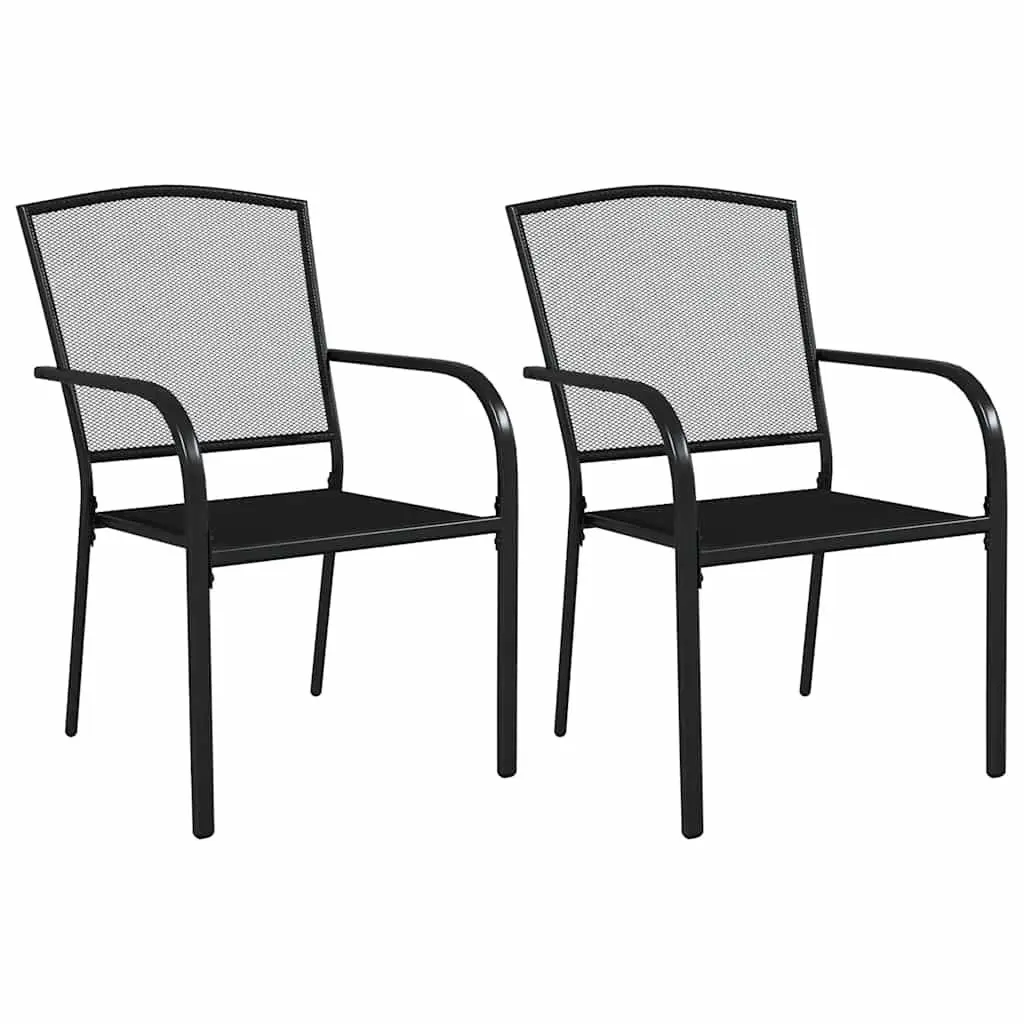 3 Piece Anthracite Steel Outdoor Dining Set with Stackable Chairs for Garden and Patio
