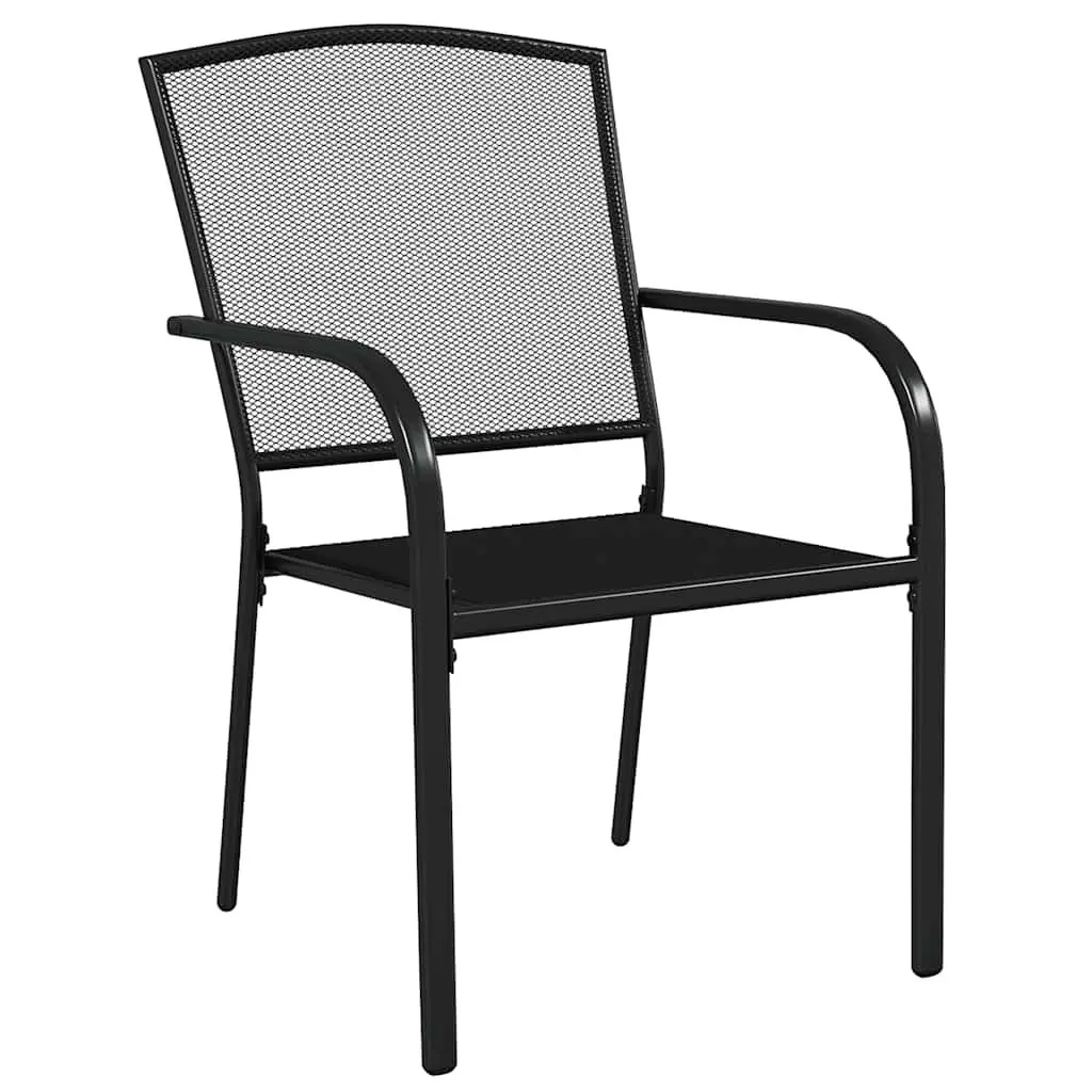 3 Piece Anthracite Steel Outdoor Dining Set with Stackable Chairs for Garden and Patio
