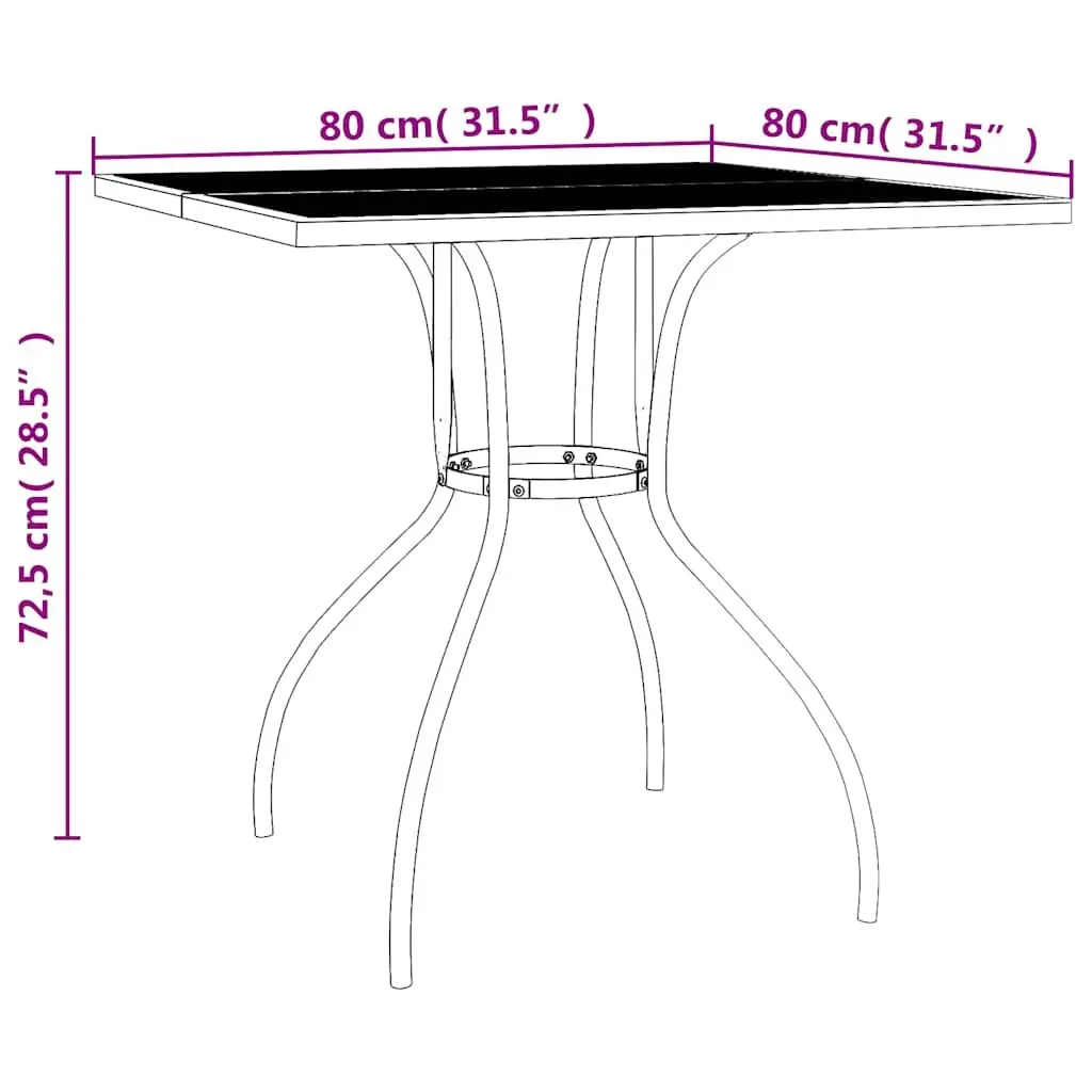 3 Piece Anthracite Steel Outdoor Dining Set with Stackable Chairs for Garden and Patio
