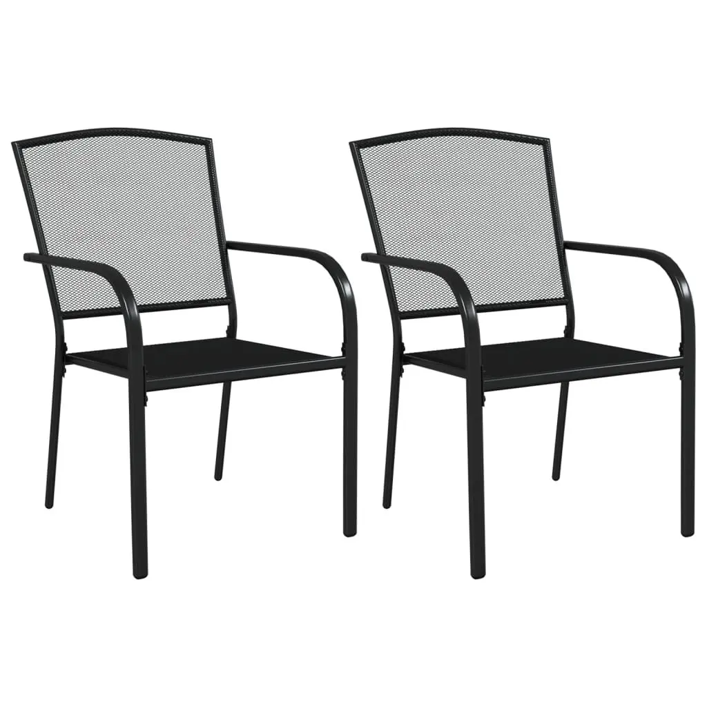 Outdoor Garden Dining Set 3 Piece Steel Frame Anthracite Stackable Chairs Table