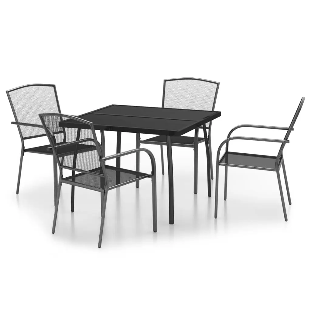 Garden Dining Set Outdoor Use 5 Piece Anthracite Steel Furniture Table Chairs