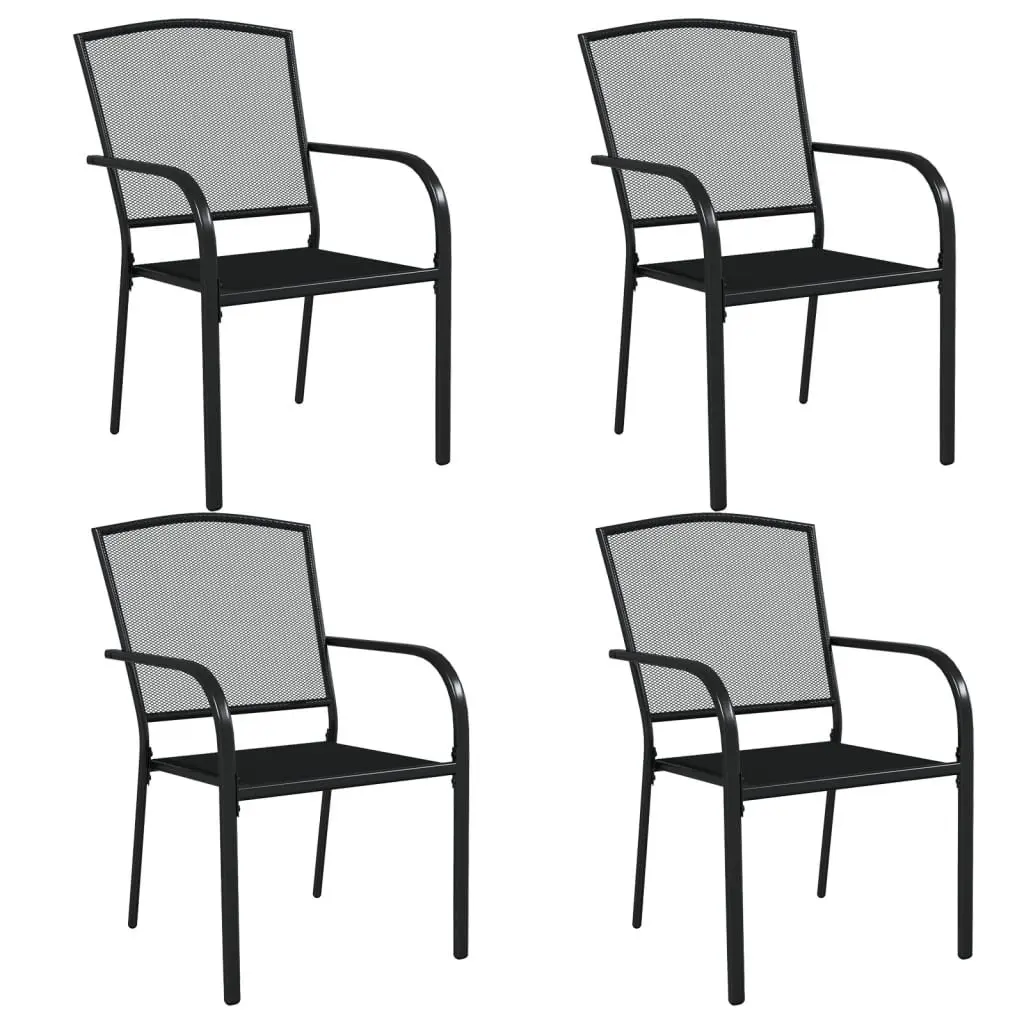 Garden Dining Set Outdoor Use 5 Piece Anthracite Steel Furniture Table Chairs