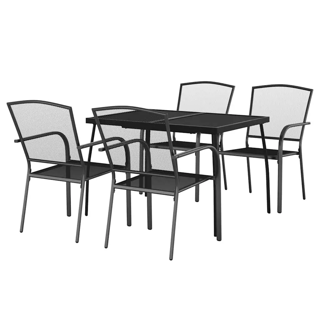 Garden Dining Set 5 Piece Outdoor Patio Furniture Steel Frame Anthracite