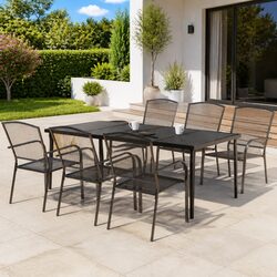 Outdoor Dining Set 7 Piece Garden Furniture Steel Anthracite Patio Table Chairs
