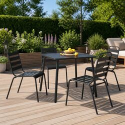 Outdoor Garden Dining Set 5 Piece Steel Frame Anthracite Patio Furniture